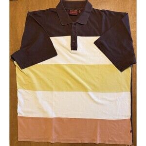 Conic Mens Color Block Collared Shirt Short Sleeve Retro Striped Grandpa Top 3XL